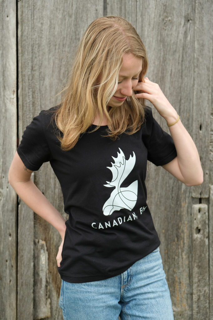 Canadian, Eh Model wearing a Canadian, Eh t-shirt